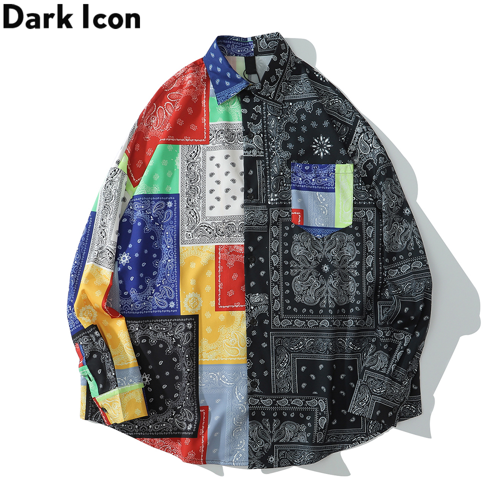 Dark Icon Bandana Patchwork Street Fashion Shirts Men Long Sleeve Oversized Men's Shirts Couple Clothing, White;black
Dark Icon Bandana Patchwork Street Fashion Shirts Men Long Sleeve Oversized Men's Shirts Couple Clothing, White;black