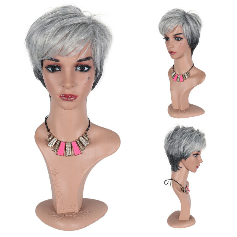 Women Fashion Natural Short Wig Synthetic Hair Full Wig with Bangs Xmas Cosplay