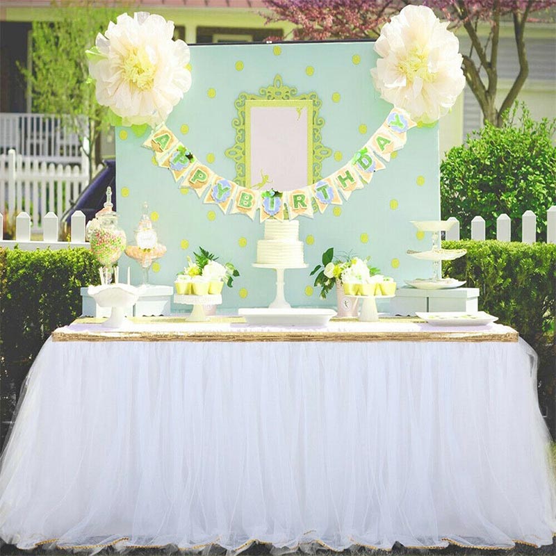 Table Skirt Decorative Wedding Gauze Cloth Tulle Cover Home Party Three Colors Perfect Romantic 
Table Skirt Decorative Wedding Gauze Cloth Tulle Cover Home Party Three Colors Perfect Romantic