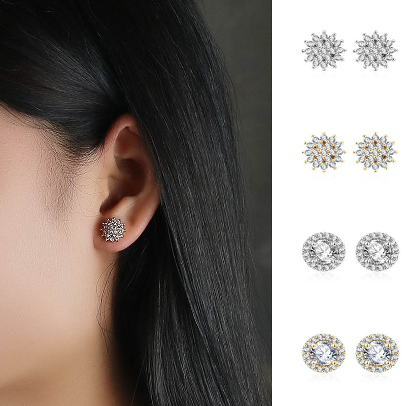 High Grade Flower Round Shaped Zircon Earrings For Women Girls Fashion Classic Crystal Stud Ear Jewelry Party Gifts
High Grade Flower Round Shaped Zircon Earrings For Women Girls Fashion Classic Crystal Stud Ear Jewelry Party Gifts