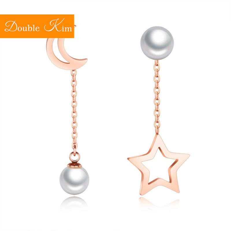 Star Moon Pearl Asymmetric Stud Earrings Titanium Stainless Steel Inlaid Pearl Rose Gold Fashion Trendy Women Jewelry Gift
Star Moon Pearl Asymmetric Stud Earrings Titanium Stainless Steel Inlaid Pearl Rose Gold Fashion Trendy Women Jewelry Gift