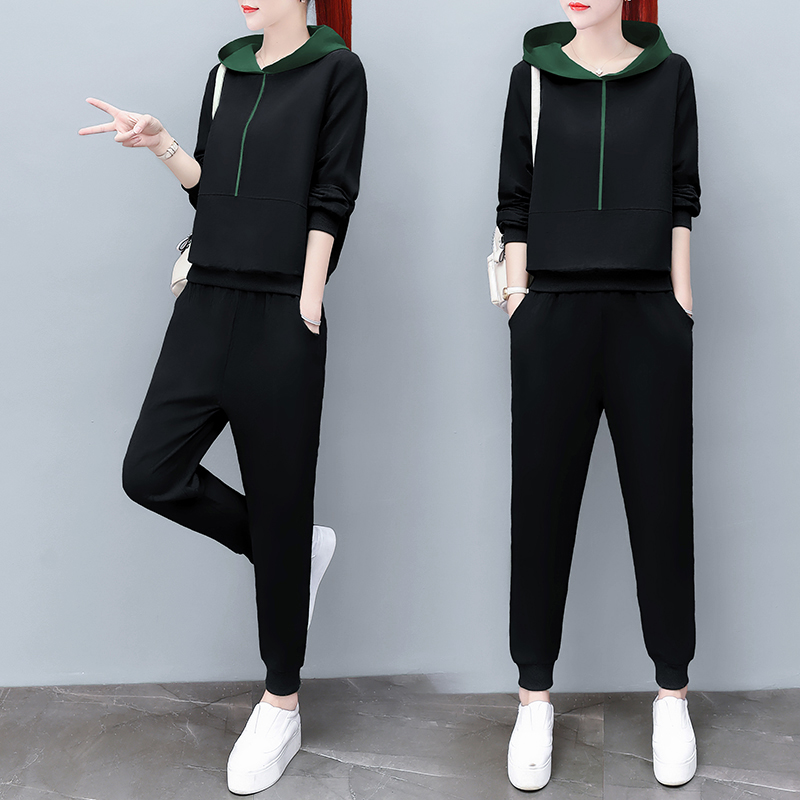 Pure cotton sports suit women 2020 new spring loose Korean style hooded sweater fashion casual wear two-piece suit, Army green
Pure cotton sports suit women 2020 new spring loose Korean style hooded sweater fashion casual wear two-piece suit, Army green