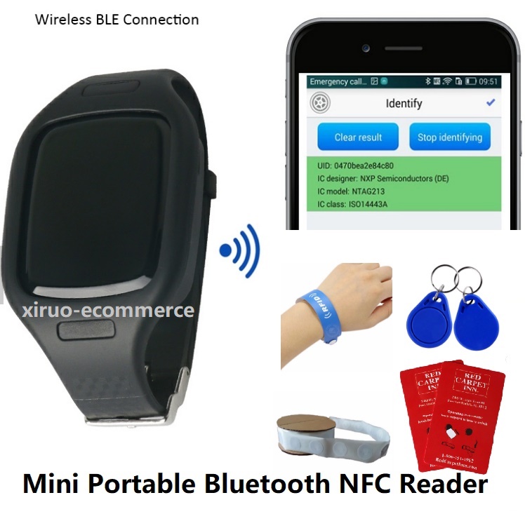 Xiruoer HF Mini Portable Blue-tooth Reader With Watch Band Wireless External RFID 13.56mhz Long Range RFID Card NFC Reader Writer от DHgate WW