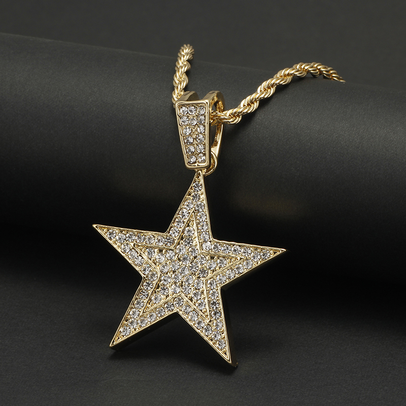 Men Hip hop Iced Out Bling five-pointed star Pendant Necklaces Pave Setting Zircon Fashion Charm Gold Color Necklace
Men Hip hop Iced Out Bling five-pointed star Pendant Necklaces Pave Setting Zircon Fashion Charm Gold Color Necklace