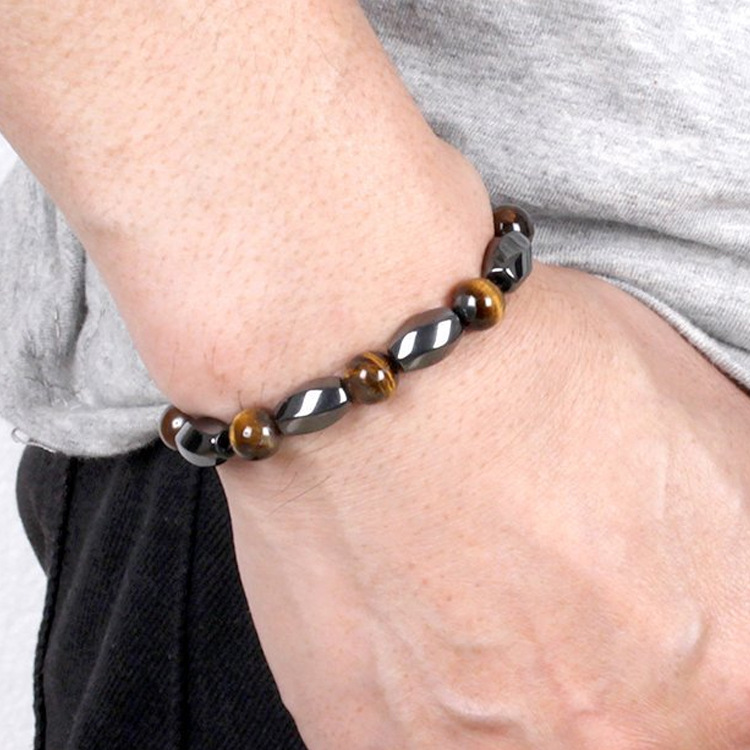 Natural Black Obsidian Hematite Stone Tiger Eye Beads Bracelets Men Magnetic Promote Circulation Health Protection Women Jewelry