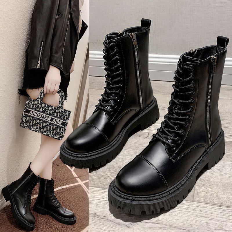Autumn New boots Women's British style thick-soled height-increasing short boots handsome black motorcycle shoes
Autumn New boots Women's British style thick-soled height-increasing short boots handsome black motorcycle shoes