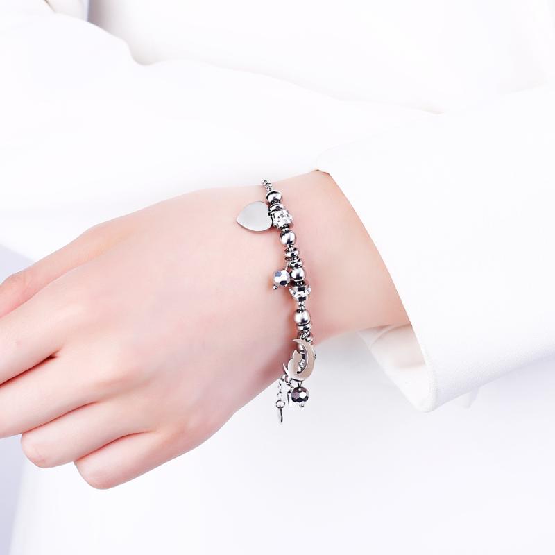 Silvery Stainless Steel Bracelet For Woman Heart Star Moon Cat Pendant Glass Beads Chain Charms Bracelets 2020 Fashion Jewelry
Silvery Stainless Steel Bracelet For Woman Heart Star Moon Cat Pendant Glass Beads Chain Charms Bracelets 2020 Fashion Jewelry