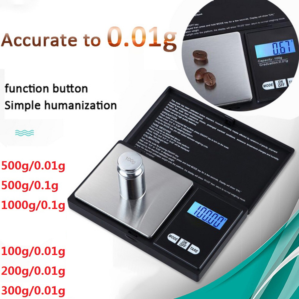 100/200/300/500g x 0.01g 1000g x 0.1 Digital pocket Scale Electronic Precise Jewelry Scale High precision Kitchen scale
100/200/300/500g x 0.01g 1000g x 0.1 Digital pocket Scale Electronic Precise Jewelry Scale High precision Kitchen scale