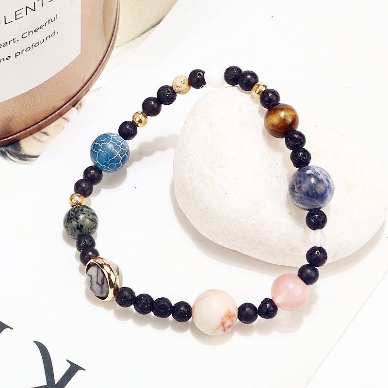 The Eight Planet Bracelet Solar System Universe Galaxy Bracelet Natural Stone Bead Bracelet Bangle for Women Girls