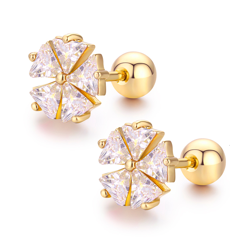 Cute Flower Set Triangle CZ Stones Screw Back Stud Earrings For Women Baby Kids Girls Rose Gold Color Piercing Jewelry Oorbellen
Cute Flower Set Triangle CZ Stones Screw Back Stud Earrings For Women Baby Kids Girls Rose Gold Color Piercing Jewelry Oorbellen
