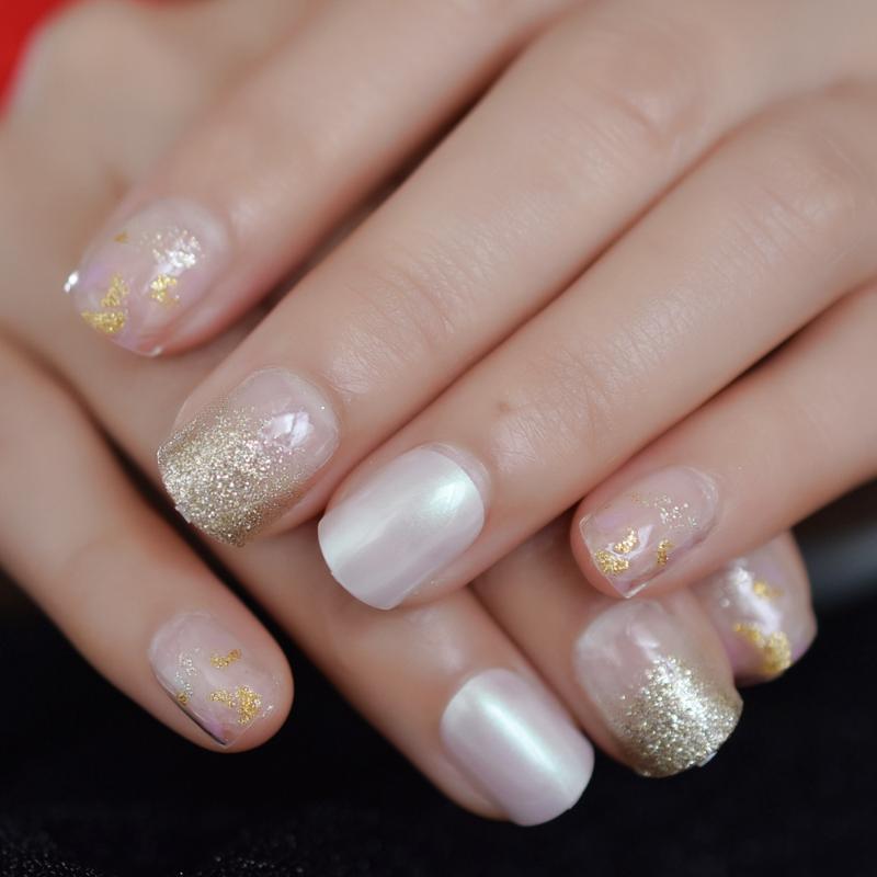 Glitter Designed Transparent Fake Nail Short Shiny Daily Gold False Nail Round Head Finger Nails 24PCS, Z960
Glitter Designed Transparent Fake Nail Short Shiny Daily Gold False Nail Round Head Finger Nails 24PCS, Z960