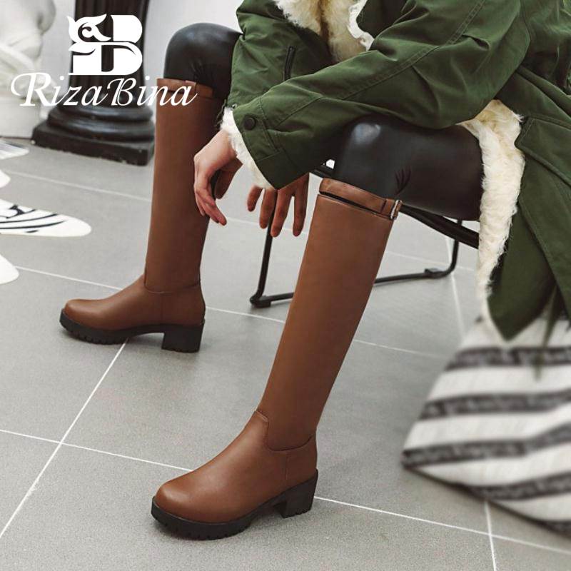 RIZABINA Women Knee High Boots Casual Buckle Square Heels Winter Shoes Women Keep Warm Long Boots Platform Footwear Size 34-43, Black
RIZABINA Women Knee High Boots Casual Buckle Square Heels Winter Shoes Women Keep Warm Long Boots Platform Footwear Size 34-43, Black