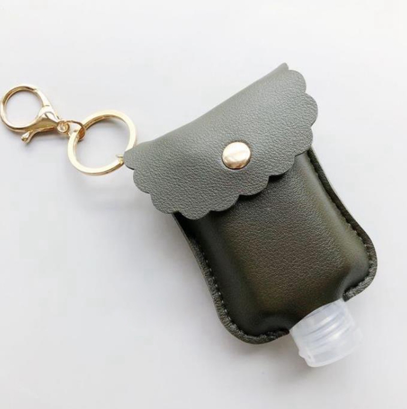 Sanitizer Bottle Holder PU Leather Hand Sanitizer Holder 60ML Perfume Hand Soap Case Bags Sanitizer Keychains Christmas Gift 20pcs D5938