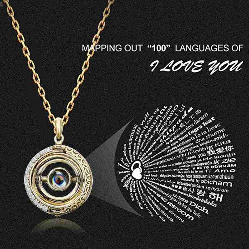 1pcs Women Necklace Jewelry 100 Language I Love You Projection Pendant Necklace For Women Astronomical Ball Projection