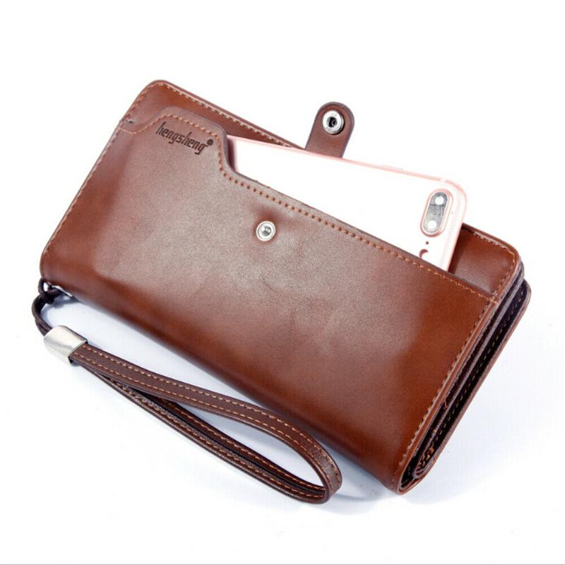 Men's long wallet classic PU leather solid color purse holder card package mobile phone bag, Black
Men's long wallet classic PU leather solid color purse holder card package mobile phone bag, Black