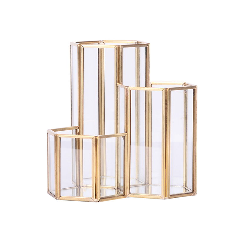 Glass Copper Hexagon Composite Pen Holder Makeup Brush Glass Box Multifunction Desktop Organizer Office Accessories
Glass Copper Hexagon Composite Pen Holder Makeup Brush Glass Box Multifunction Desktop Organizer Office Accessories