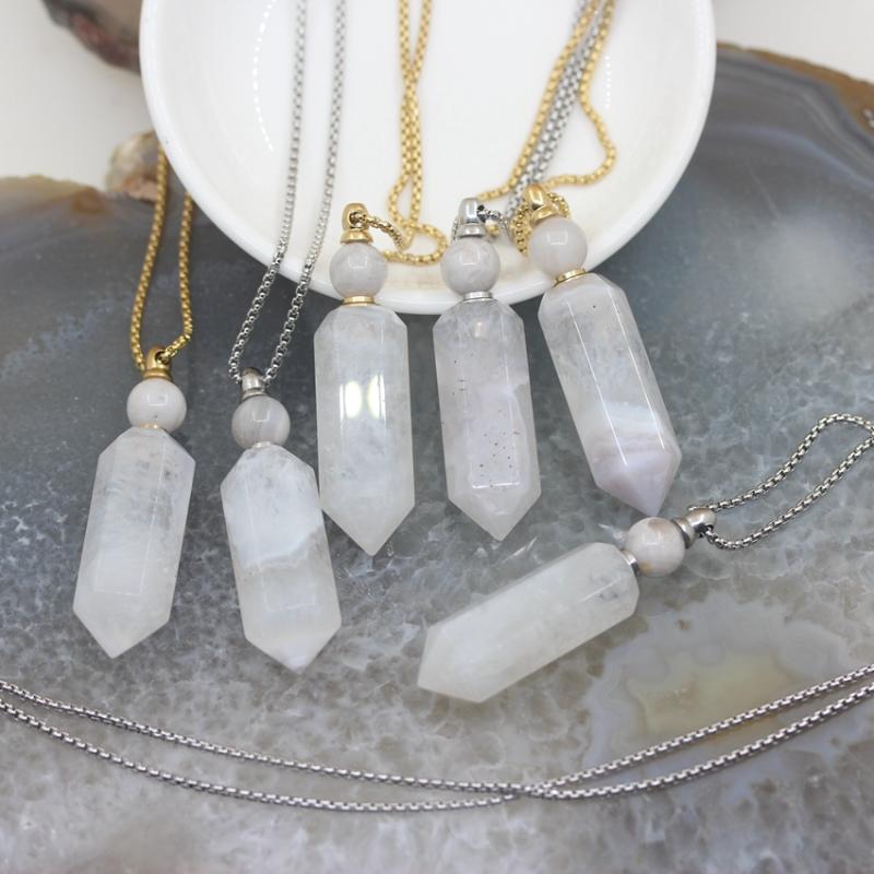 Natural White Agates Geode Druzy Hexagon Prism Perfume Bottle Pendant Chains,Gems stone Essential Oil Diffuser Point Vial Charms
Natural White Agates Geode Druzy Hexagon Prism Perfume Bottle Pendant Chains,Gems stone Essential Oil Diffuser Point Vial Charms