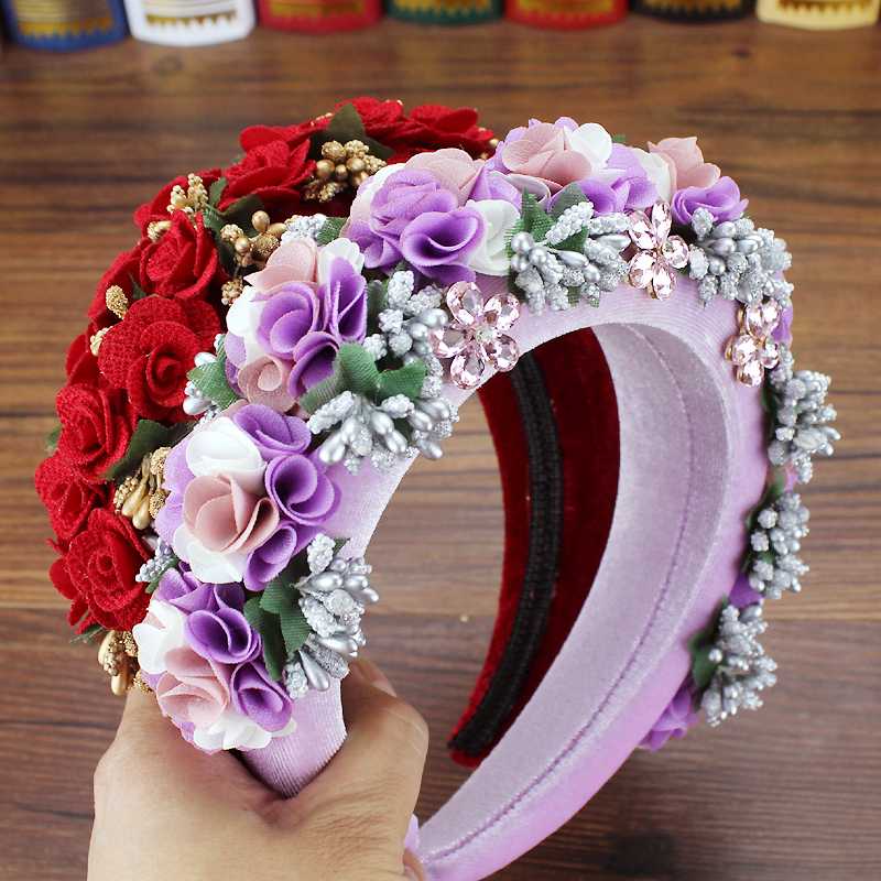 Handmade Purple And Red Rose Flower Crown Headbands Crystal Baroque Hairbands For Women Headpiece Wedding Prom Hair Jewelry
Handmade Purple And Red Rose Flower Crown Headbands Crystal Baroque Hairbands For Women Headpiece Wedding Prom Hair Jewelry