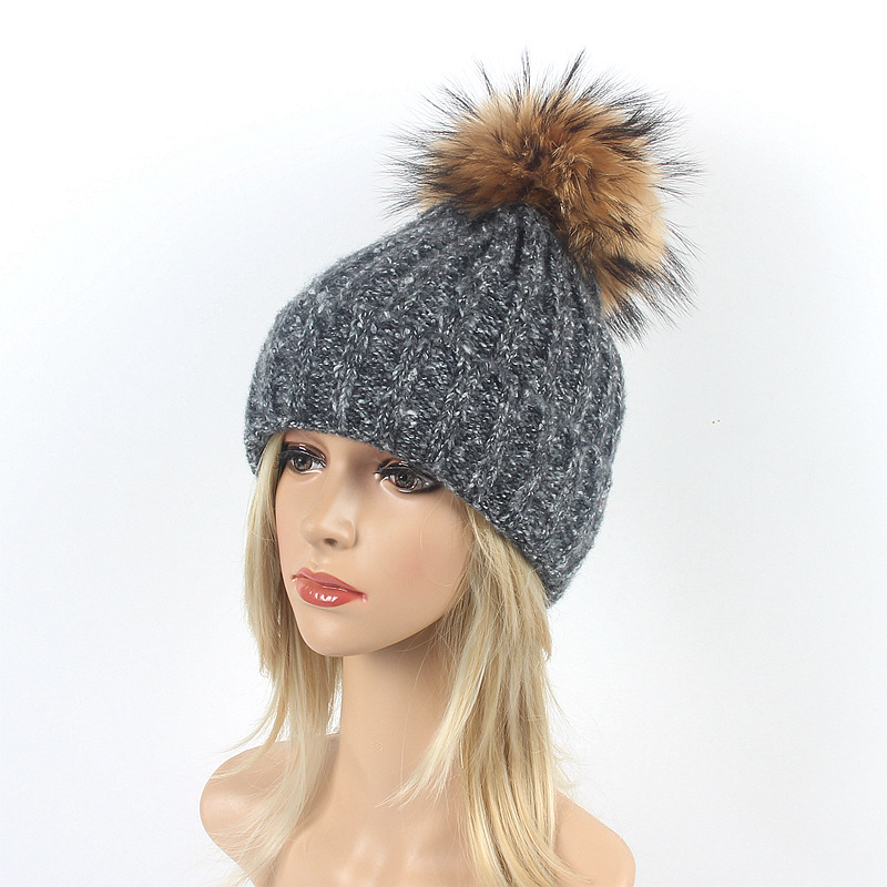 Winter Women's Cashmere Beanie Hat Fashion Real Pompon Beanies Fur Hat Female Warm Caps With Natural Genuine Raccoon Fur Cap, Black
Winter Women's Cashmere Beanie Hat Fashion Real Pompon Beanies Fur Hat Female Warm Caps With Natural Genuine Raccoon Fur Cap, Black