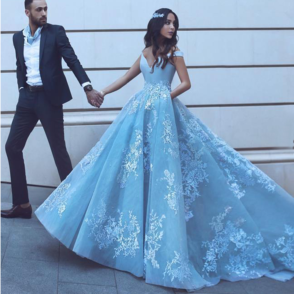 Graceful Arabic Light Sky Blue Garden Wedding Dress Off Shoulder Backless Lace Country Bridal Gowns Formal Engagement Dress, Black
Graceful Arabic Light Sky Blue Garden Wedding Dress Off Shoulder Backless Lace Country Bridal Gowns Formal Engagement Dress, Black