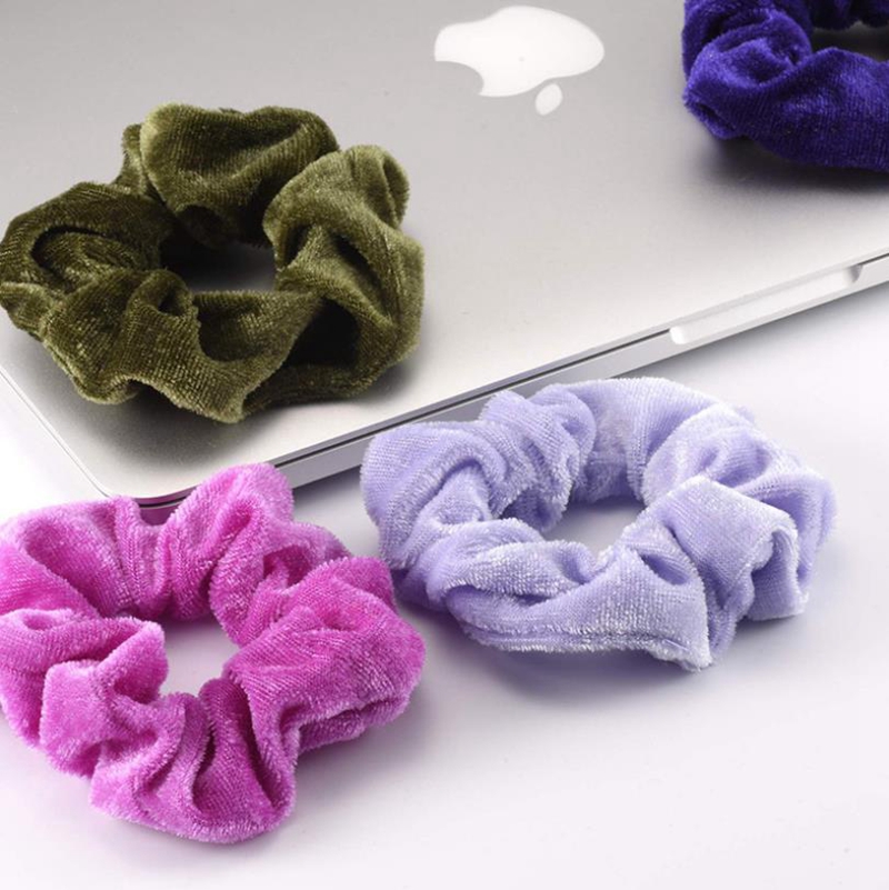 Hair Scrunchies Velvet Women Hairbands Elastic Hair Ties Ropes Solid Ponytail Holder Girls Hair Accessories 60pcs 1 lot DW5972