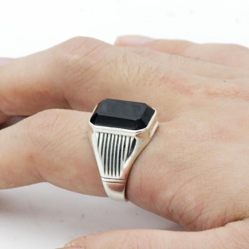 925 Sterling Silver Turkish Black Men Ring with Natural Onyx Stone Geometric Ring for Male Women Thai Silver Jewelry
925 Sterling Silver Turkish Black Men Ring with Natural Onyx Stone Geometric Ring for Male Women Thai Silver Jewelry