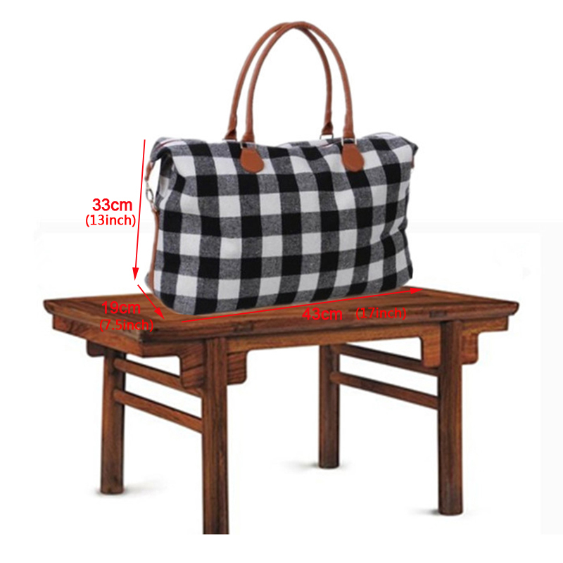 Large Plaid Handbag Red Black Plaid Bags Large Capacity Travel Tote PU Handle Sport Fitness Yoga Storage Unisex Plaid Handbag Bolso