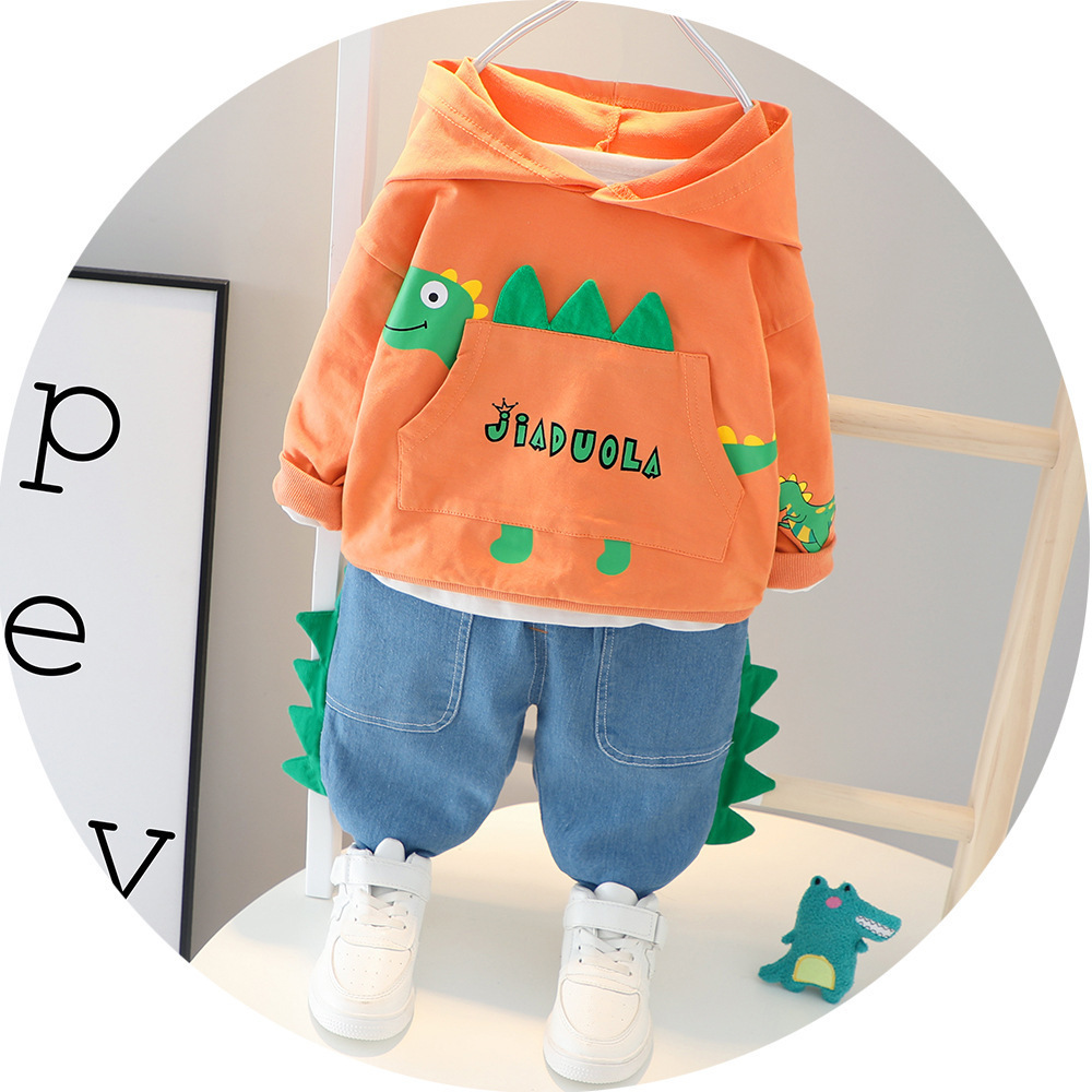 2020 Childrenswear Korean-style Autumn Children Hoodie Suit Korean-style Long Sleeve Dinosaur Piece of Fat ChildrenswearX1019