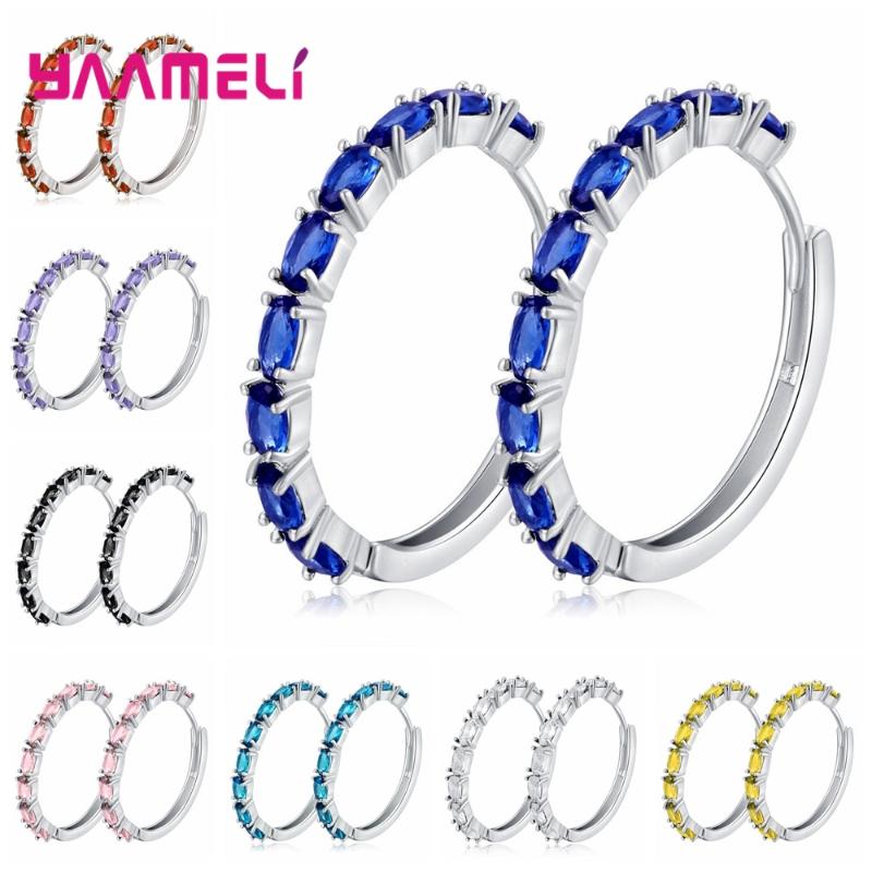 Brand New Design Fashion Charm Austrian Crystal 925 Sterling Silver Hoop Earrings Round Shiny Colorful Rhinestone Jewelry Women
Brand New Design Fashion Charm Austrian Crystal 925 Sterling Silver Hoop Earrings Round Shiny Colorful Rhinestone Jewelry Women