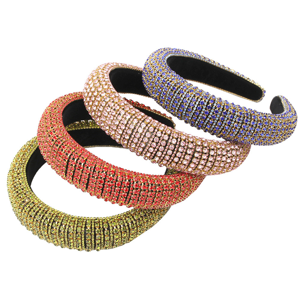 Wholesale Rhinestones Padded Hair Accessories Headbands for Women Crystal Hairbands Hair Hoop Baroque Headband 12 pcs/lot LJ200921