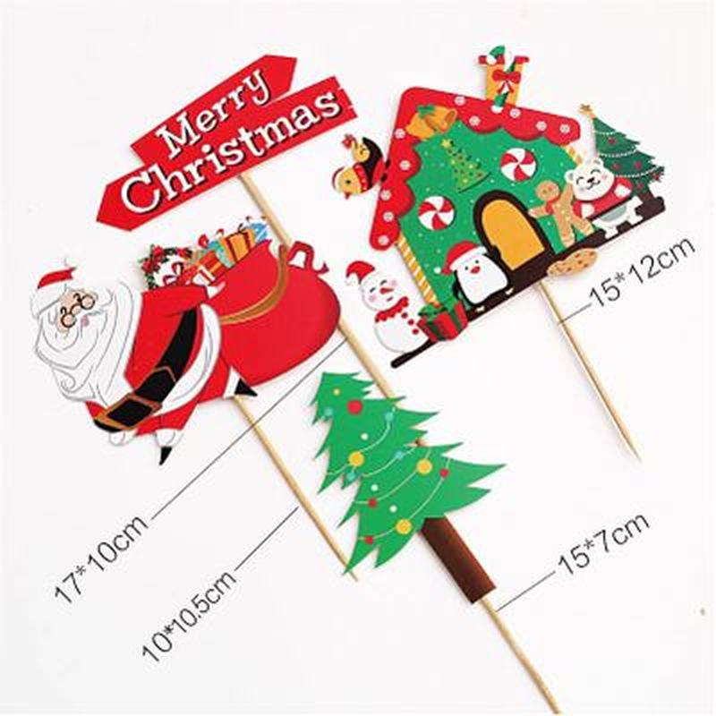 Other Festive & Party Supplies Paper Merry Christmas Cake Topper Santa Claus Cupcake Toppers For Home Decorations Tree Baby Shower
