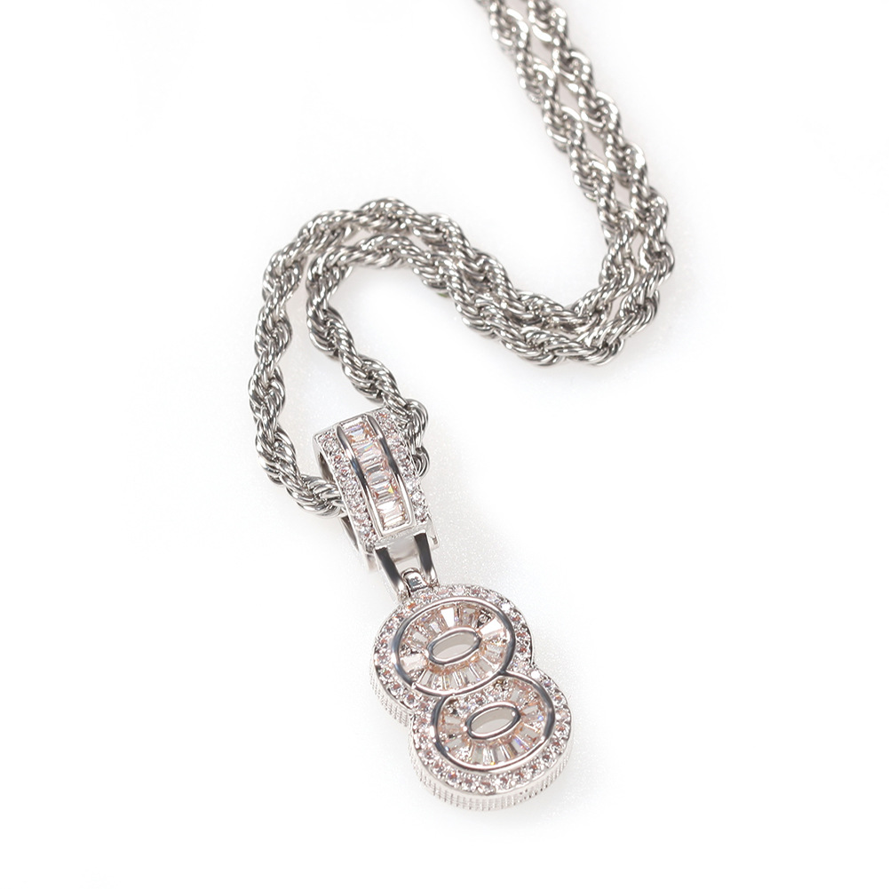 TopBling Hip Hop 0-9 Custom Numbers Pendant Necklaces Bling Crystal Shining Cubic Zirconia Letters Men Women Gift