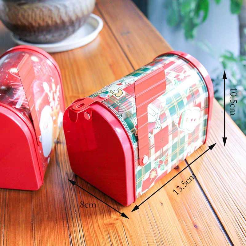 Christmas Decorations Tin Box Tinplate Postbox Container Cards Candy Cookies Baking Gift Packing Case 1pcs Stockings