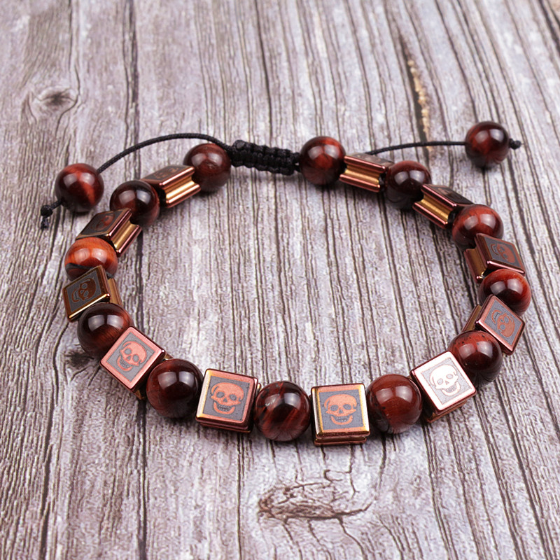 8mm Tiger eye Stone Beads Bracelet Braided Rope Black Matte skull Charm Healing Balance Beads Yoga Bracelet For Men Dropshipping
8mm Tiger eye Stone Beads Bracelet Braided Rope Black Matte skull Charm Healing Balance Beads Yoga Bracelet For Men Dropshipping