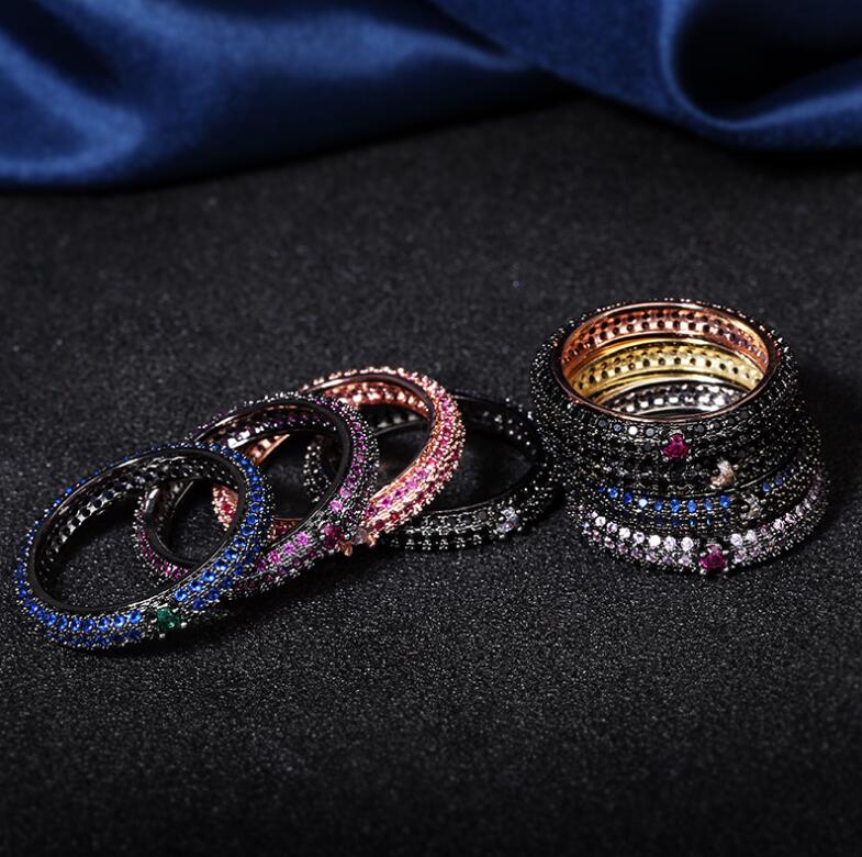 Choucong Cocktail Sparkling Luxury Jewelry 925 Sterling Silver&Black Gold Fill Pave Sapphire CZ Diamond Pave Women Wedding Bridal Ring Gift