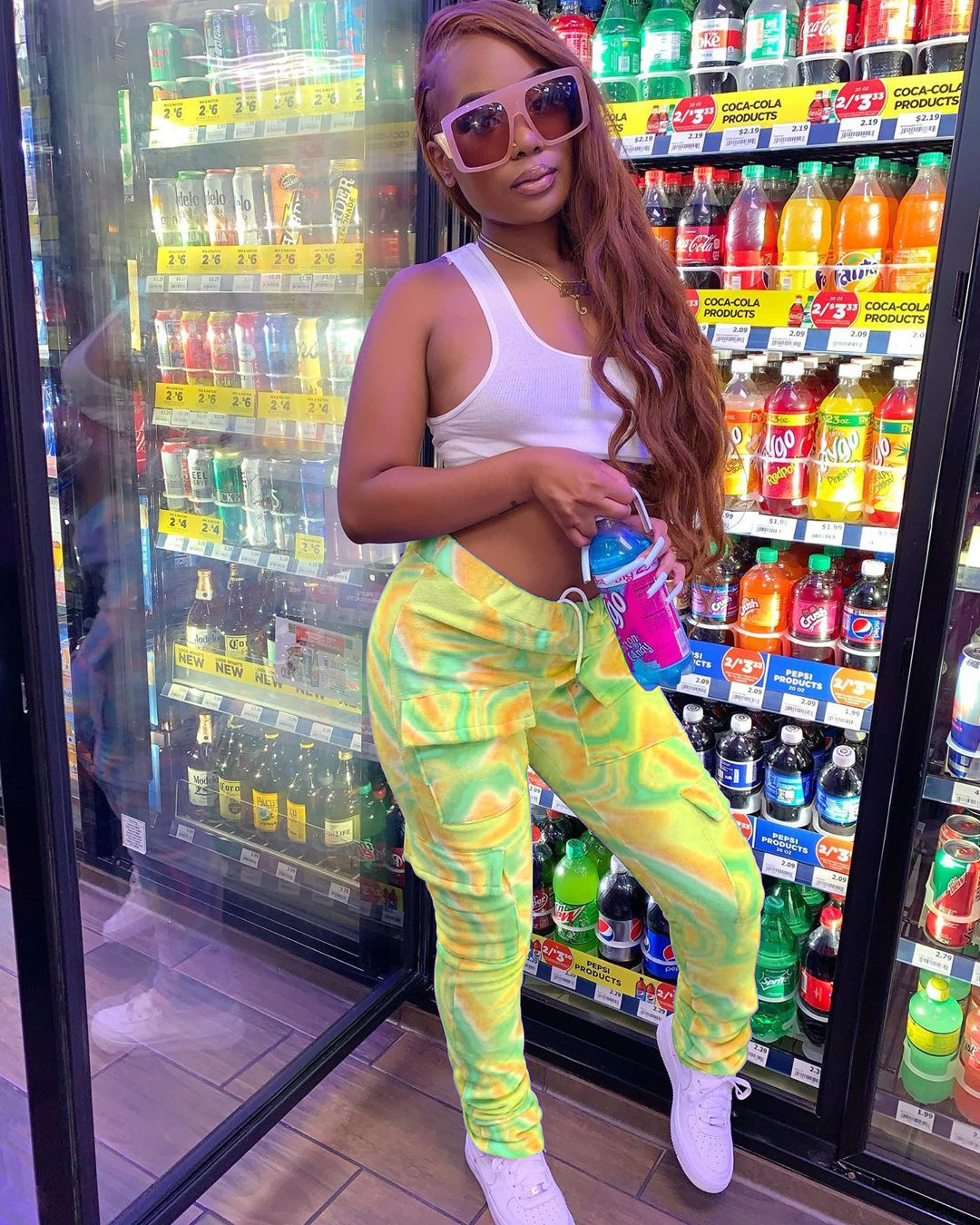 Spot 2021 European and American spring and summer women's casual fashion pocket lace multi-color printed pants