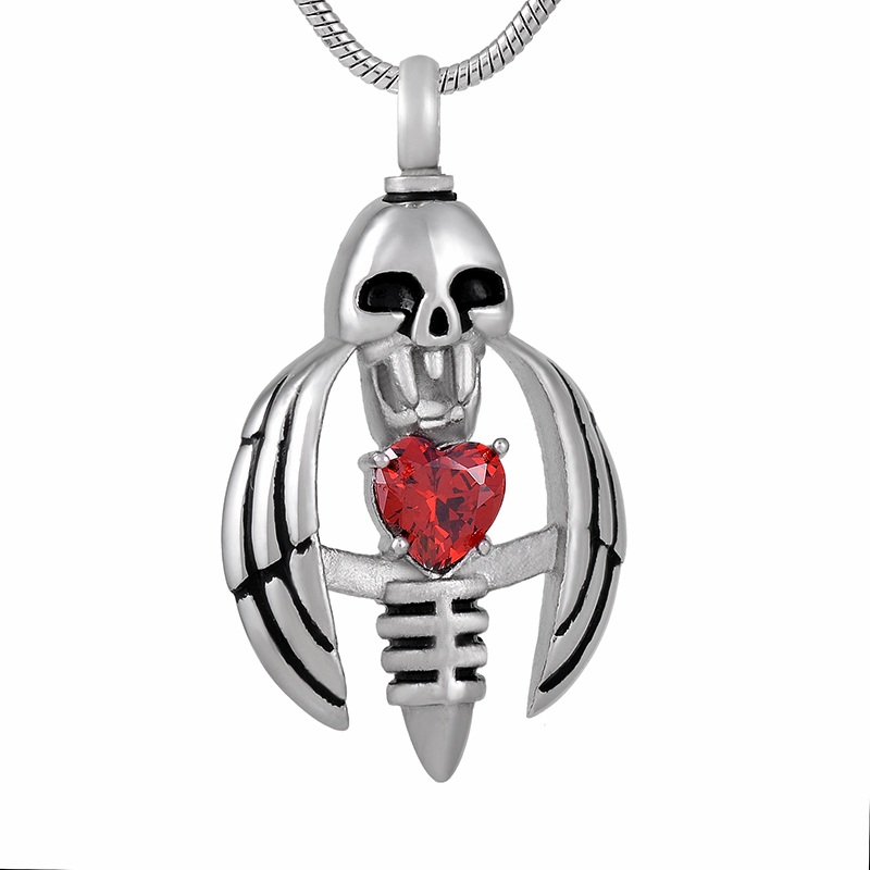 Chains IJD9793 Flying Skull Crystal Heart Cremation Souvenir Necklace For Ashes Memorial Keepsake Stainless Steel Pendant
Chains IJD9793 Flying Skull Crystal Heart Cremation Souvenir Necklace For Ashes Memorial Keepsake Stainless Steel Pendant