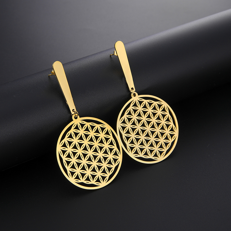 Sipuris Vintage Flower of Life Earrings for Women Round Pendant Stainless Steel Earrings Fashion Cutout Dangle Jewelry
Sipuris Vintage Flower of Life Earrings for Women Round Pendant Stainless Steel Earrings Fashion Cutout Dangle Jewelry