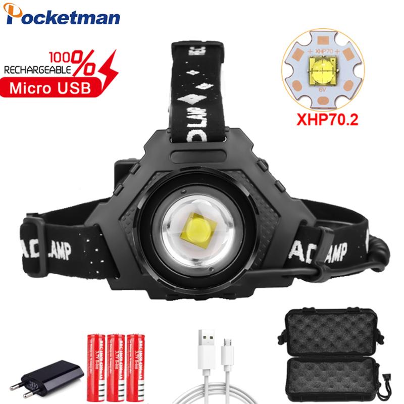 Powerful Headlamp XHP70.2 LED Headlight USB Rechargeable Head Light Zoom Head Lamp Waterproof XHP70 XHP50 Front Light 18650
Powerful Headlamp XHP70.2 LED Headlight USB Rechargeable Head Light Zoom Head Lamp Waterproof XHP70 XHP50 Front Light 18650