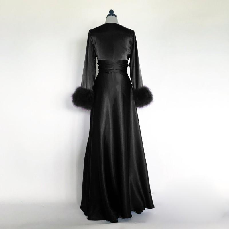 Black Women Bathrobe Nightgown Silk Satin Sleepwear Bridal Robe Bridesmaid Bride Gowns Fur Winter Kimono Pregnant Dress