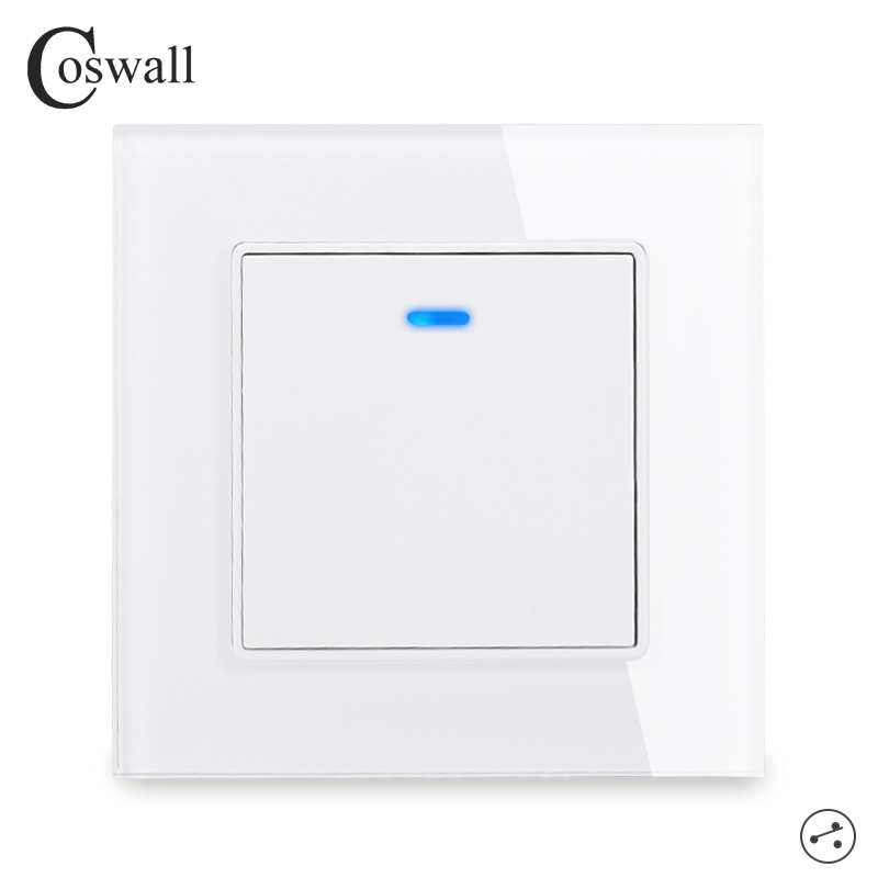 Coswall Crystal Glass Panel 1 Gang 2 Way Pass Through Light Switch On / Off Stair Wall Switch Switched With LED Indicator
Coswall Crystal Glass Panel 1 Gang 2 Way Pass Through Light Switch On / Off Stair Wall Switch Switched With LED Indicator