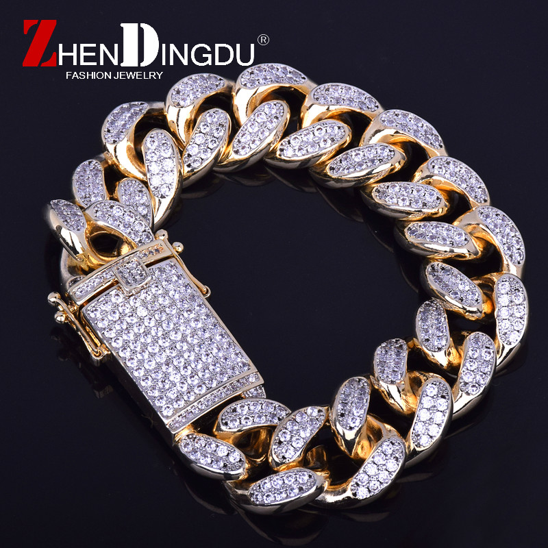 18mm Men's Chunky Iced Out Zircon Miami Cuban Link Bracelet Bling Hip hop Jewelry Gold Silver CZ Cuban Chain Bracelet 20cm
18mm Men's Chunky Iced Out Zircon Miami Cuban Link Bracelet Bling Hip hop Jewelry Gold Silver CZ Cuban Chain Bracelet 20cm