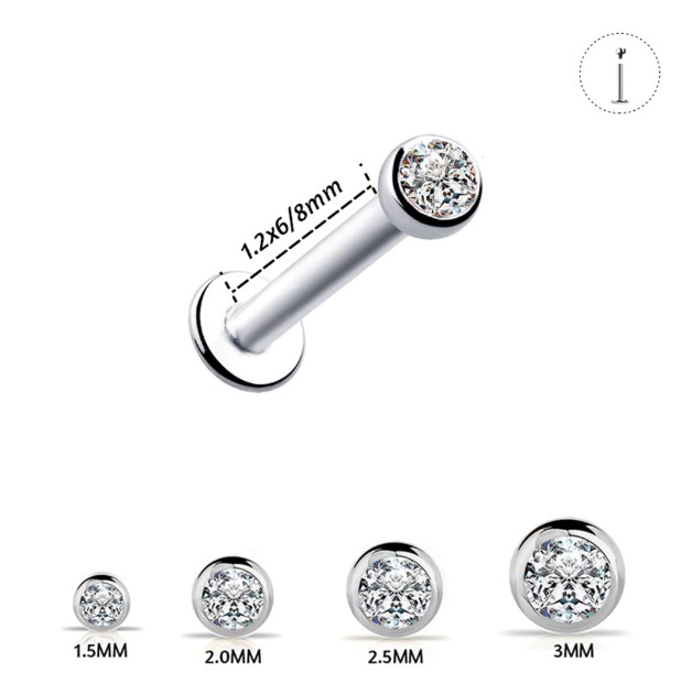 1PC 316L Surgical Steel Internally threaded CZ Gem Labret 16G 1.5-3mm Lip Ring Ear Tragus Cartilage Earring Piercing
1PC 316L Surgical Steel Internally threaded CZ Gem Labret 16G 1.5-3mm Lip Ring Ear Tragus Cartilage Earring Piercing
