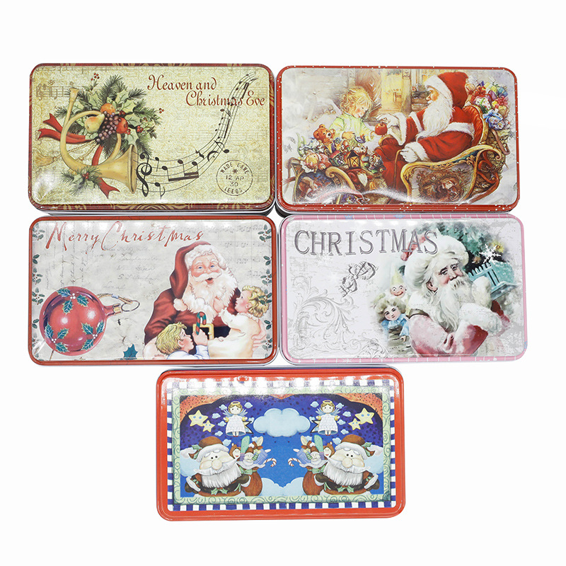 Gift Wrap 1pc Christmas Gifts Box Tin Santa Claus Metal Cookies Xams For Kids Rectangle Candy And Packaging