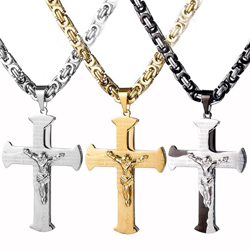 6mm Stainless Steel Silver Color Gold Black Mens High Quality Byzantine chain Jesus Cross Crucifix Pendant Necklace 18"-40
6mm Stainless Steel Silver Color Gold Black Mens High Quality Byzantine chain Jesus Cross Crucifix Pendant Necklace 18"-40
