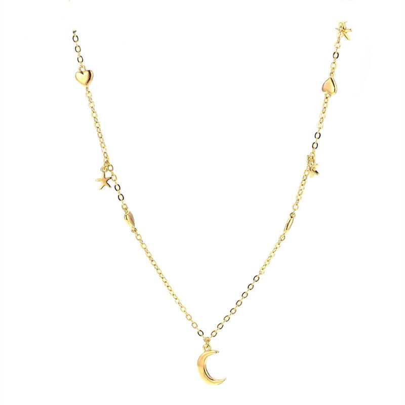 Korea's new gold-plated stars moon pendant necklace brief engagement birthday gift
Korea's new gold-plated stars moon pendant necklace brief engagement birthday gift