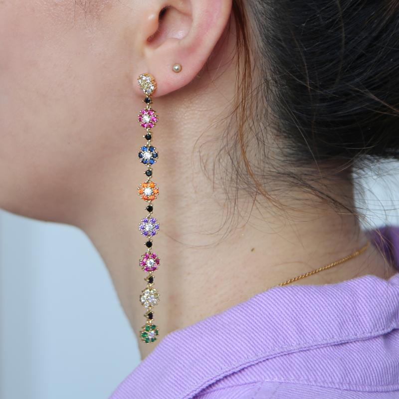 New fashion Gold filled cubic zirconia colorful cz trendy gorgeous women jewelry geometric long tassel rainbow flower earringS
New fashion Gold filled cubic zirconia colorful cz trendy gorgeous women jewelry geometric long tassel rainbow flower earringS