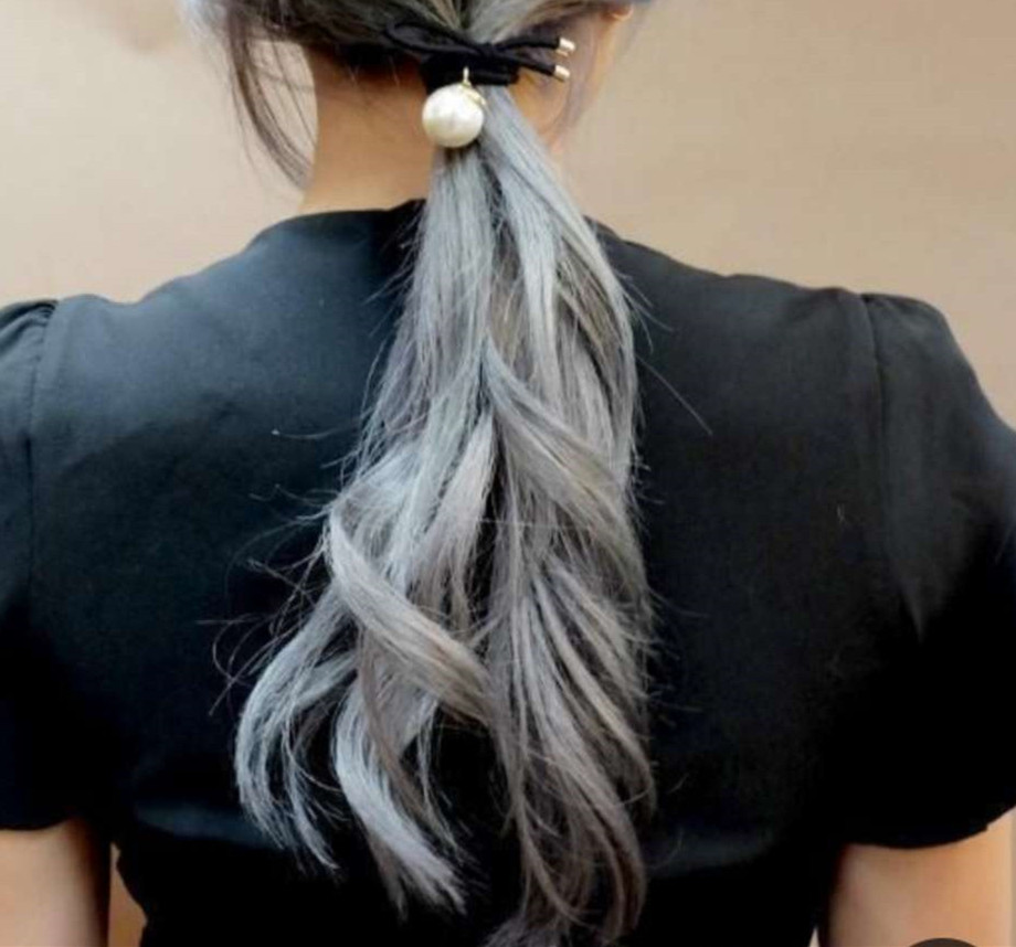 Pure grey Adjustable Messy Style Ponytail Hair Extension natural wavy real Hair-Piece with wrap around Amazing Shape For You
