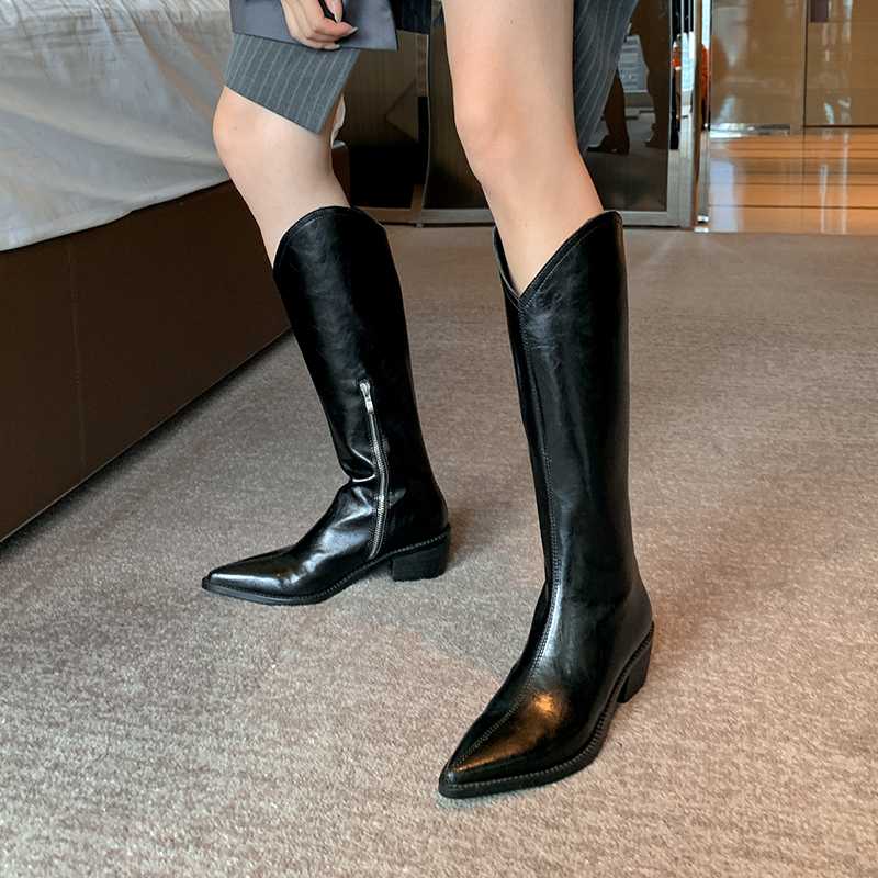 Sexy Fashion Black Knee High Boots Genuine Leather Female Comfortable Pointed Toe Winter Party Prom Shoes Woman
Sexy Fashion Black Knee High Boots Genuine Leather Female Comfortable Pointed Toe Winter Party Prom Shoes Woman