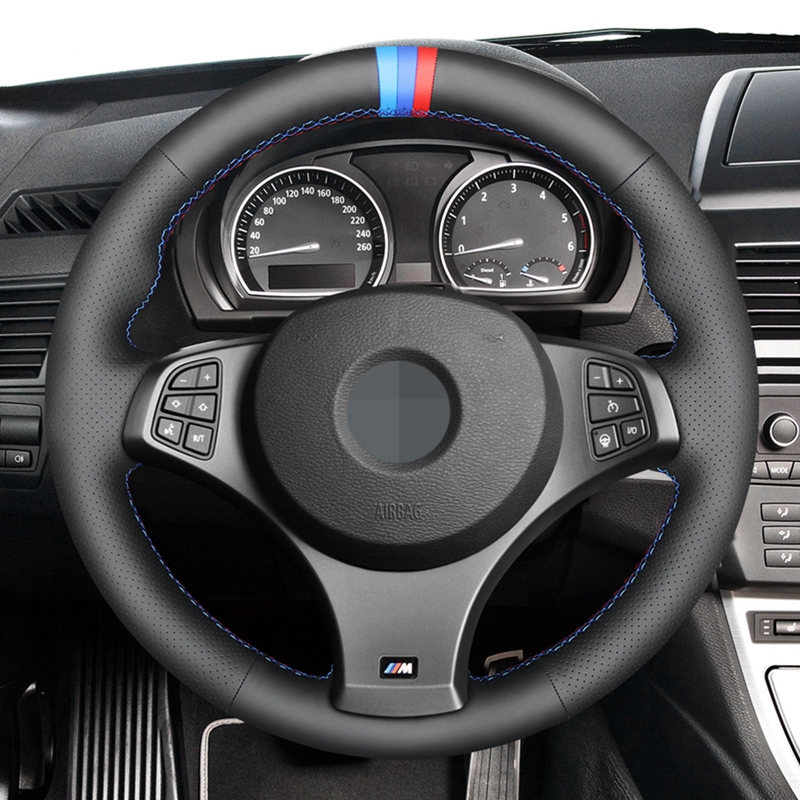 DIY Hand-stitched Black Genuine Leather Car Steering Wheel Cover for BMW X3 (M Sport) E83 2005-2010
DIY Hand-stitched Black Genuine Leather Car Steering Wheel Cover for BMW X3 (M Sport) E83 2005-2010